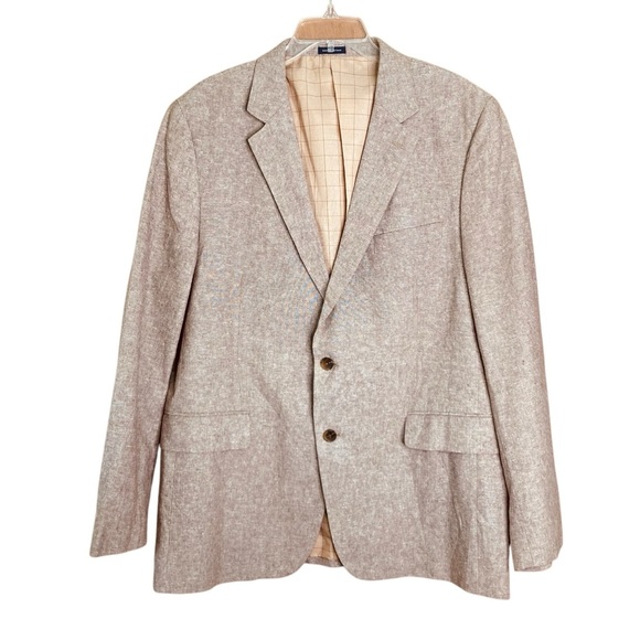 Stafford Linen Cotton Blend Sport Coat Classic Fit Tan/Beige (Size 44R) - Picture 1 of 12